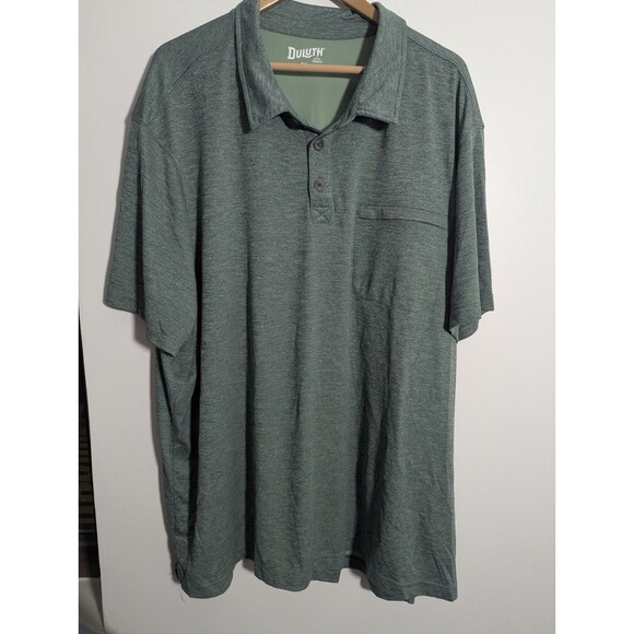 Duluth Moisture Wicking Performance Polo 3XL Mens Green Zipper Front Pocket - Picture 1 of 6